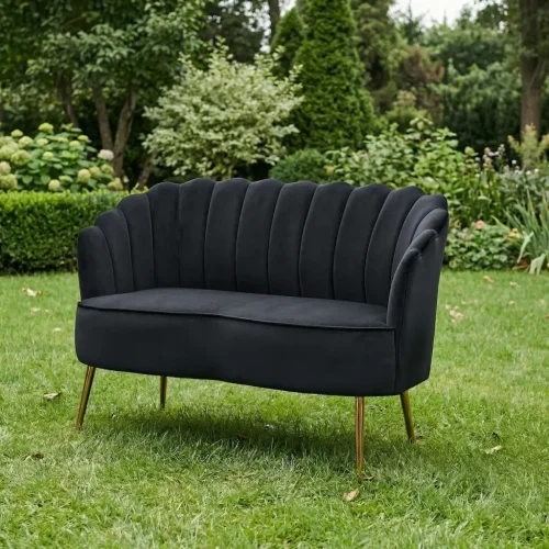 Velvet Loveseat – Black